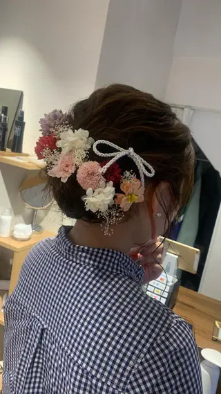 ヘアアレンジ ショート🌼パーマ 本間正子のヘアスタイル