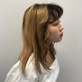 ミディアム カラー ヘアアレンジ 韓国ヘア┊︎レイヤー ┊︎haruka🌙のヘアスタイル