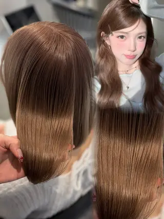 ミディアム ハイトーン/ベージュ 🤍reinaのヘアスタイル