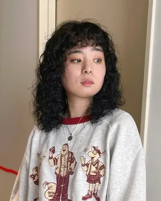 ミディアム パーマ かわい りほのヘアスタイル