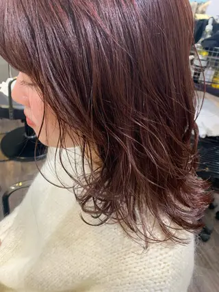 ミディアム カラー パーマ 安村 美奈のヘアスタイル