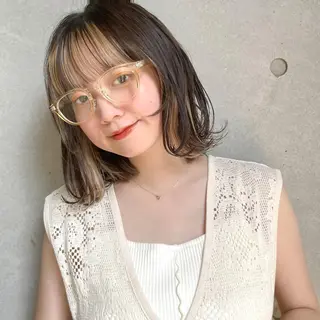 ミディアム カラー 暖色/艶髪/ボブ/ ショート/Ayaのヘアスタイル