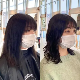 ミディアム カラー モテ前髪 タゴメ シンヤのヘアスタイル