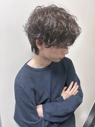カラー パーマ メンズ ダブルカラー/ 艶髪/SHISEIのヘアスタイル
