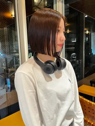 ミディアム カラー ボブ&顔まわりレ イヤー♡TOMOE♡のヘアスタイル