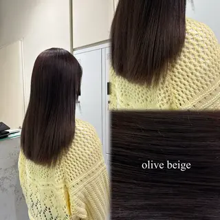 セミロング カラー 垢抜け小顔レイヤー オリーブ/スミレのヘアスタイル