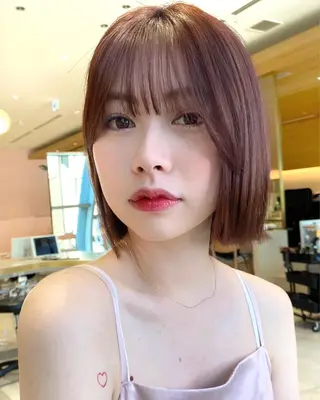 ミディアム カラー パーマ ヘアアレンジ 小野寺瑞希 /最小顔カットのヘアスタイル