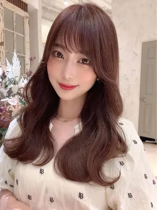 セミロング カラー 佐京春奈/縮毛矯正 髪質改善/美髪カラーのヘアスタイル