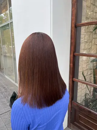 セミロング 縮毛矯正／艶カラー アオキタイキのヘアスタイル