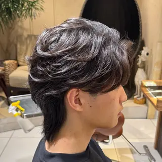 ショート カラー パーマ ヘアアレンジ メンズ 新宿のパーマ職人/ メンズパーマ/石見のヘアスタイル