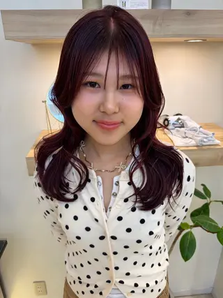 ミディアム カラー 暖色カラー🍒スパ/ canna‎🤎のヘアスタイル