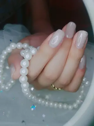 ミディアム ネイル フィルイン・深爪矯正 長さ出し🎀のネイルデザイン