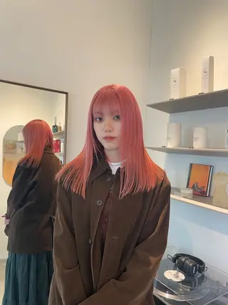 セミロング カラー HITOMI 福岡パーマのヘアスタイル
