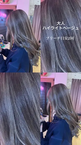 セミロング 【ブロンド】【ベージ ュ系】TAKUMAのヘアスタイル