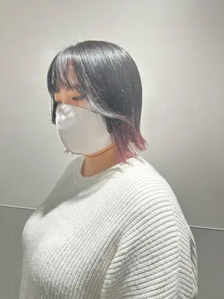 ショート カラー パーマ ヘアアレンジ メンズ キッズ ネイル マツエク・マツパ アイブロウ 切りっぱなしヘアボブ ミディアムヘアRYOのヘアスタイル