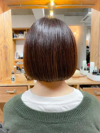 ミディアム カラー パーマ ヘアアレンジ 暖色ボブ 🍊rikakoのヘアスタイル