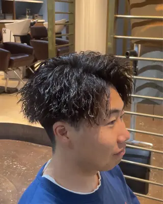 パーマ メンズ 漢眉毛/メンズパーマ /メッシュ/ヒロヤのヘアスタイル