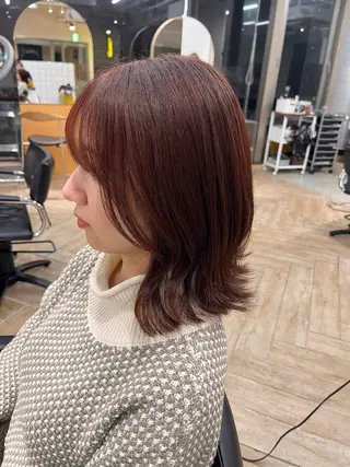ミディアム カラー パーマ/縮毛矯正 /韓国風/佐藤里咲のヘアスタイル