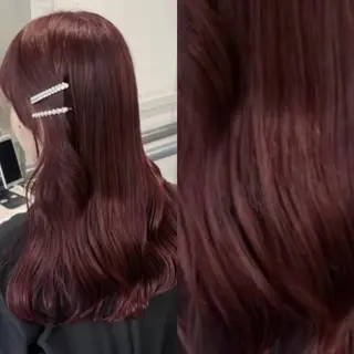 ロング カラー 💗愛され暖色💗 ピンク/レッド💗のヘアスタイル