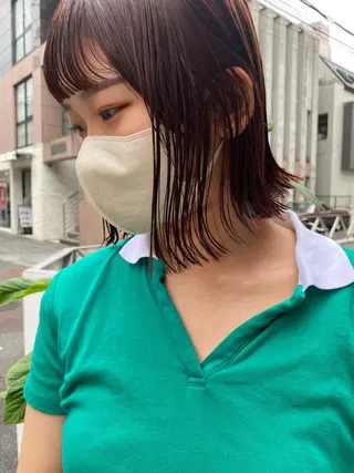 ミディアム カラー センターパート/ 暖色カラーayuのヘアスタイル