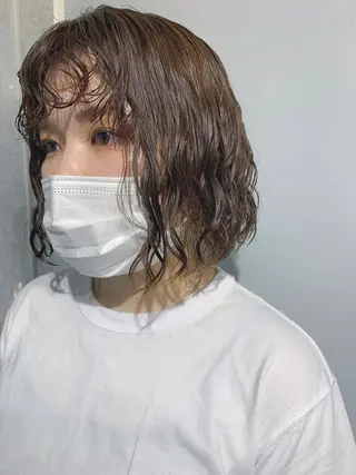 ミディアム パーマ ボブパーマコテ巻き風 パーマNo1深江秀平のヘアスタイル