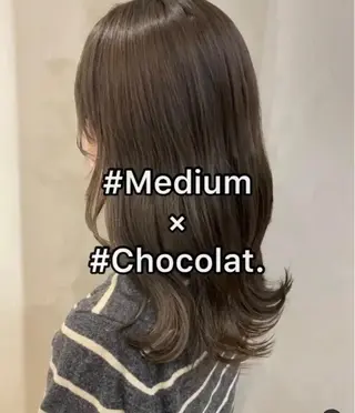 ミディアム カラー パーマ ヘアアレンジ 顔周りカット・相談 レイヤーも◎しずくのヘアスタイル