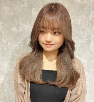 セミロング カラー 韓国風×髪質改善 ゆりのヘアスタイル