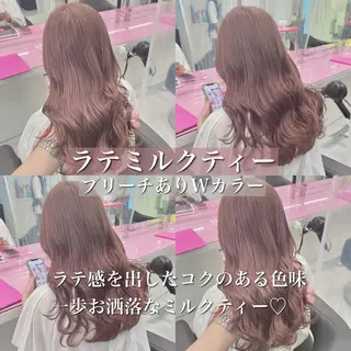カラー ミルクティーカラー イイサカシュンスケのヘアスタイル