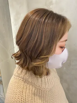 ミディアム 顔周りカット・相談 レイヤーも◎しずくのヘアスタイル