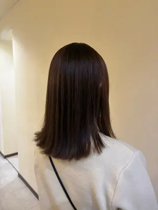 ミディアム パーマ 艶カラー/縮毛矯正/ レイヤー/栄/あやかのヘアスタイル