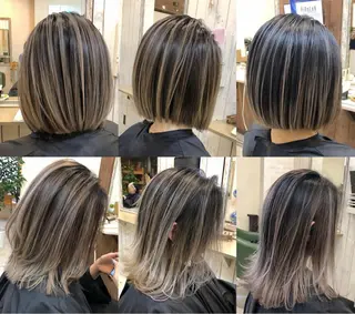 ミディアム 韓国レイヤー外国人風 透明感カラー髪質改善のヘアスタイル
