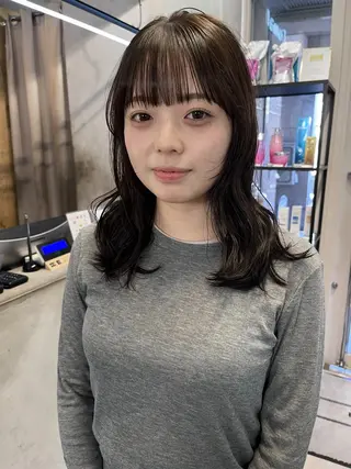 セミロング カラー 赤み消しカラー/ ナチュラル/トモキのヘアスタイル