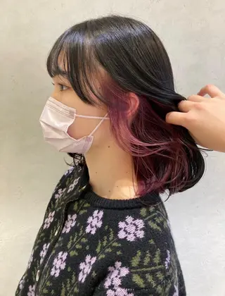 ミディアム カラー ヘアアレンジ レイヤー/インナー カラー🦋ルイのヘアスタイル