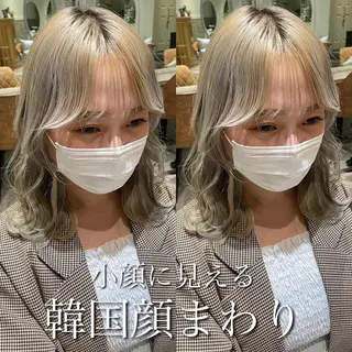 ミディアム カラー 木屋元一/透明感 /前髪/ショートボブのヘアスタイル