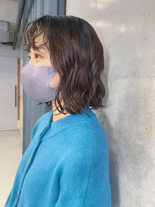 ミディアム パーマ ボブパーマコテ巻き風 パーマNo1深江秀平のヘアスタイル