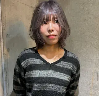 ミディアム カラー パーマ ヘアアレンジ メンズ キッズ デザインパーマ メンズカット 郁美のヘアスタイル