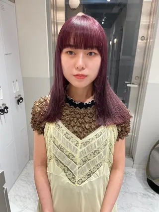 セミロング カラー ヘアアレンジ satsuki 暖色・ブラウンカラーのヘアスタイル
