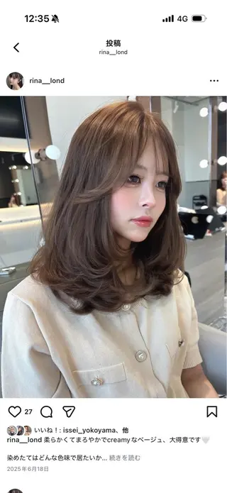 ミディアム カラー 🤍韓国ワンホンヘア ayaha🤍のヘアスタイル