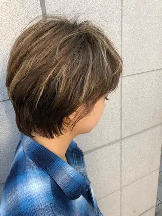 ショート カラー パーマ ヘアアレンジ 【白髪ぼかし 専門GBG】自由が丘のヘアスタイル