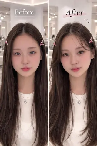 ロング カラー ヘアアレンジ 韓国レイヤーカット/ 儚げカラーチナツのヘアスタイル