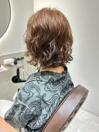 ショート カラー パーマ 銀座No.1髪質改善 縮毛矯正/本木のヘアスタイル