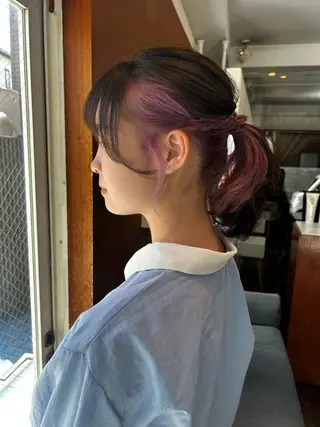 セミロング カラー ヘアアレンジ イワサキ リカのヘアスタイル