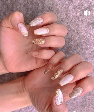 ネイル I-nailロング /ワンホン/キラキラのネイルデザイン