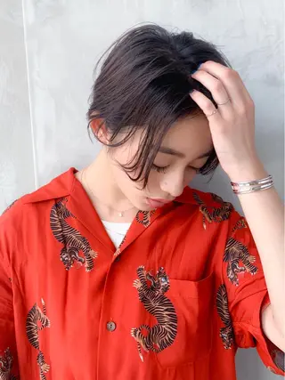 ショート カラー ヘアアレンジ 顔周りカット・相談 レイヤーも◎しずくのヘアスタイル