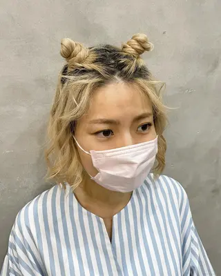 ショート ヘアアレンジ 【ピンク/韓国ヘア/ ヘアセット】亜海のヘアスタイル