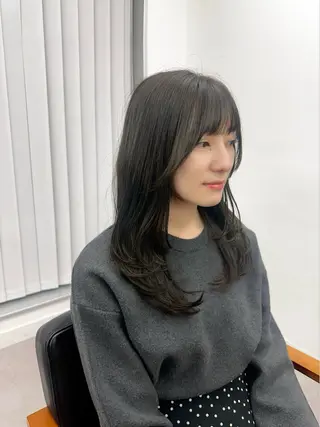 ミディアム カラー パーマ ヘアアレンジ メンズ キッズ 骨格レイヤーカット 🌿美髪縮毛矯正のヘアスタイル