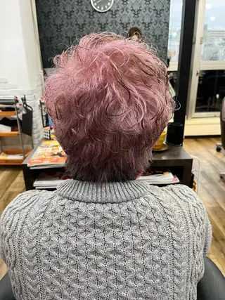 ショート カラー パーマ きむえり/髪質改善 /うねり広がり改善のヘアスタイル