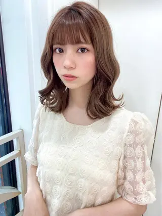 セミロング カラー ヘアアレンジ 透明感カラー 古山 結季🌙🖤のヘアスタイル