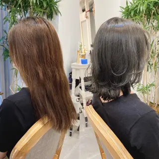 ミディアム カラー モテ前髪 タゴメ シンヤのヘアスタイル
