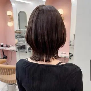 ミディアム カラー 縮毛矯正/ストンボブ Wカラー💎ヒデジのヘアスタイル